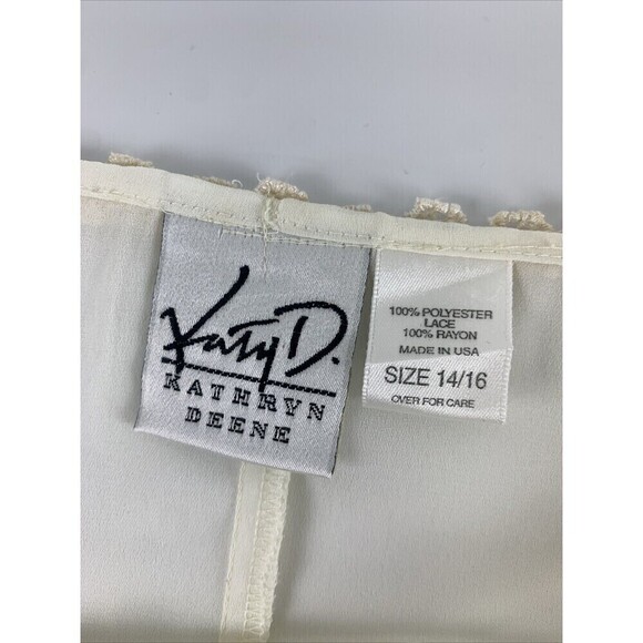Kathryn Deene Nightgown Ivory Sleeveless Long Maxi Lace Trim Hem Womens 14/16 - Picture 10 of 15